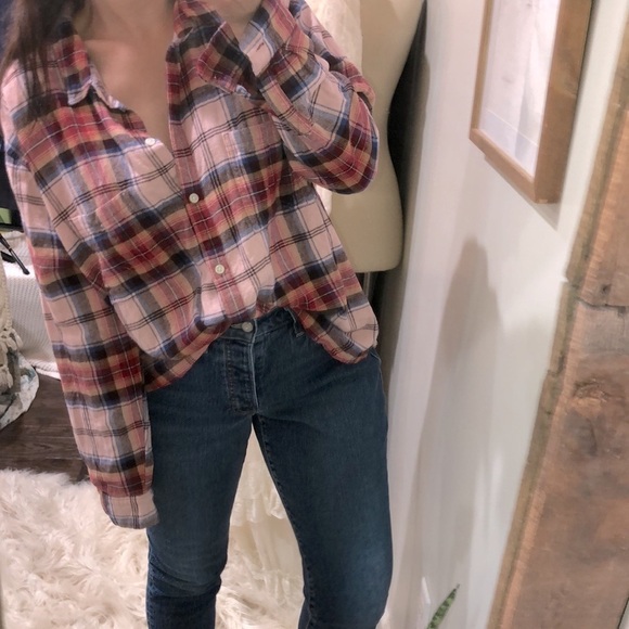 Old Navy Tops - Old Navy plaid flannel the boyfriend button down shirt size XL tall